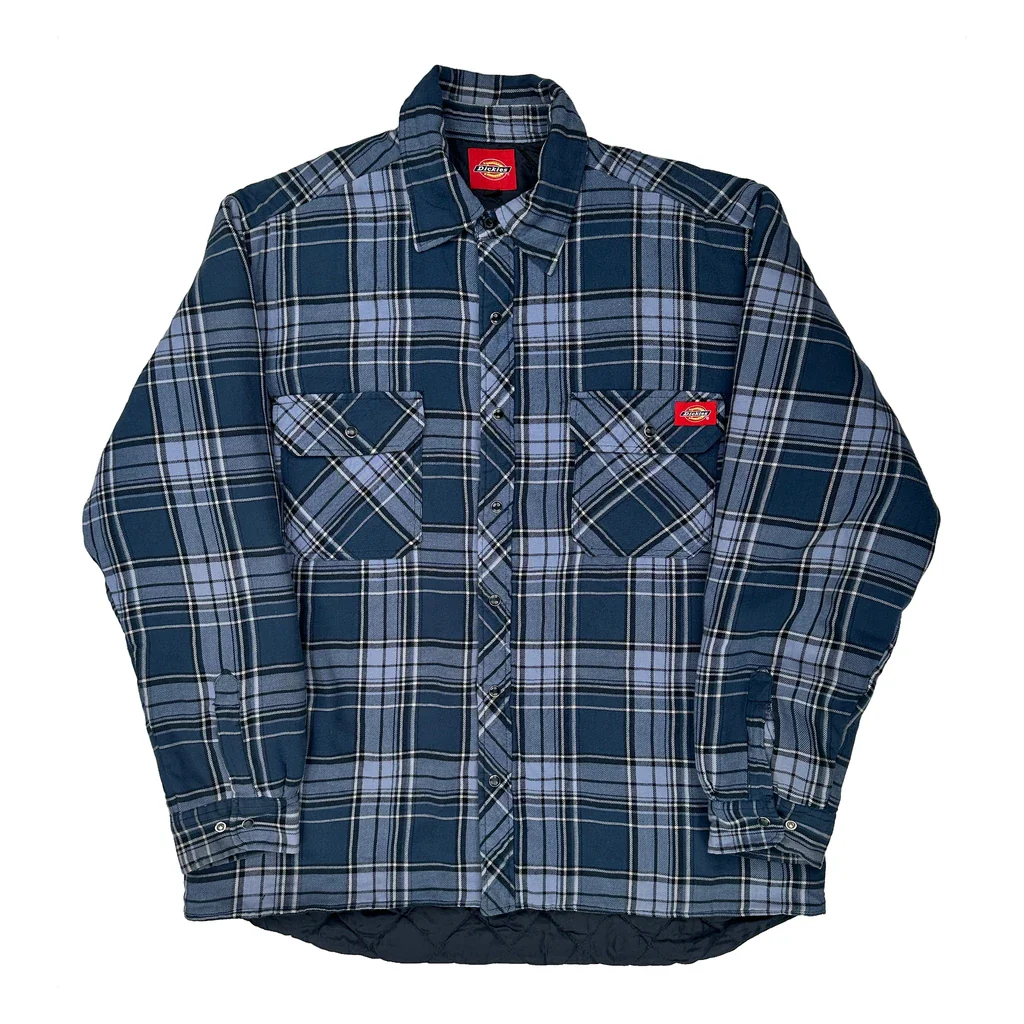 Dickies Checked Overshirt - XL Blue Cotton