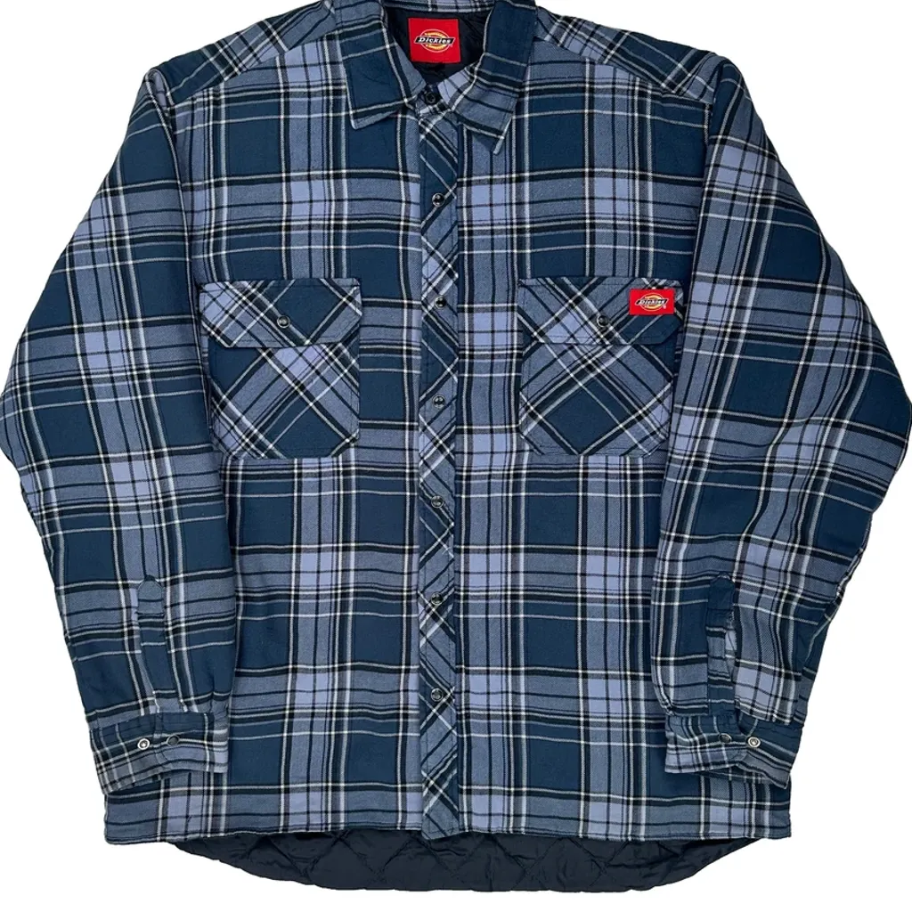 Dickies Checked Overshirt - XL Blue Cotton - Image 5