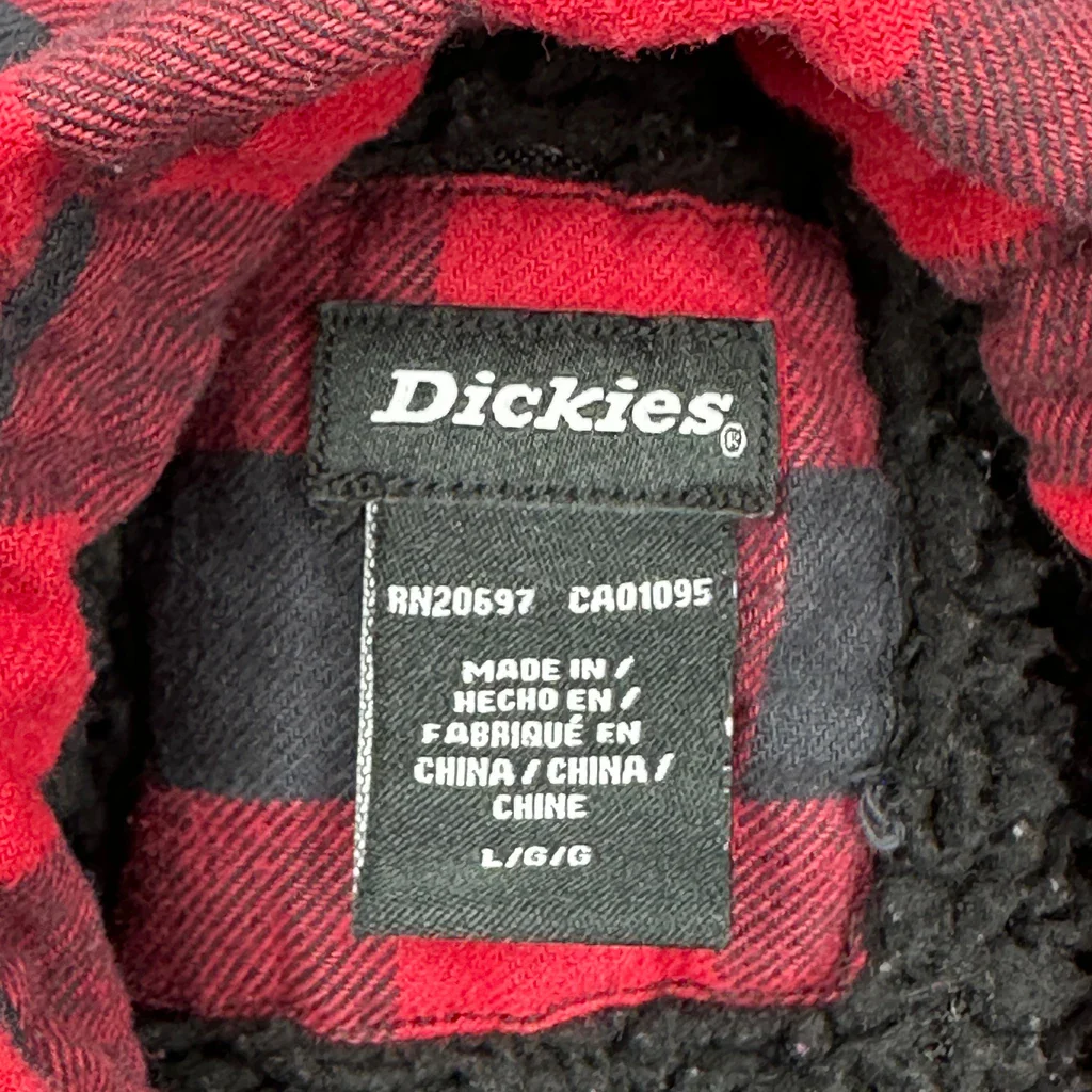 Dickies Checked Overshirt - Large Red Cotton - Image 3