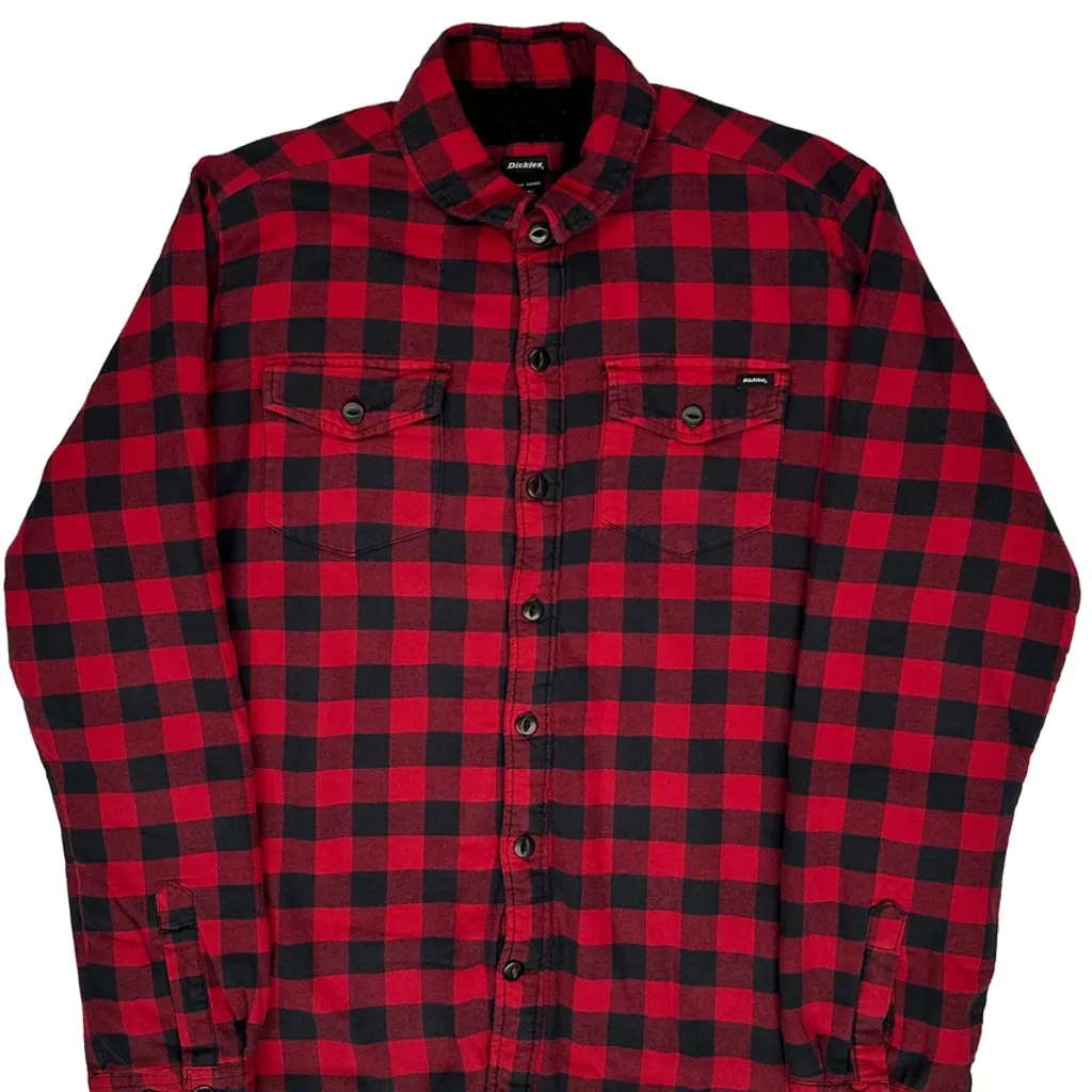 Dickies Checked Overshirt - Large Red Cotton - Image 4