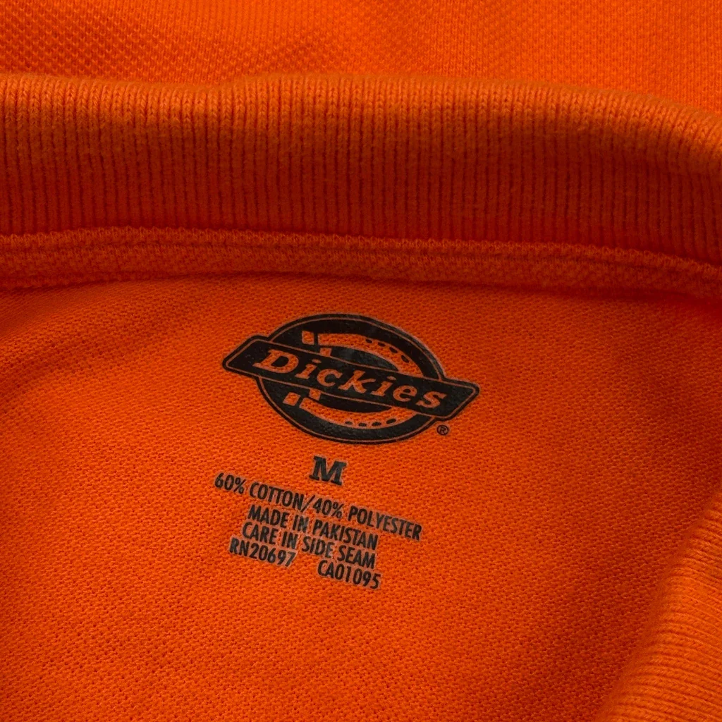 Dickies Polo Shirt - Medium Orange Cotton Blend - Image 3