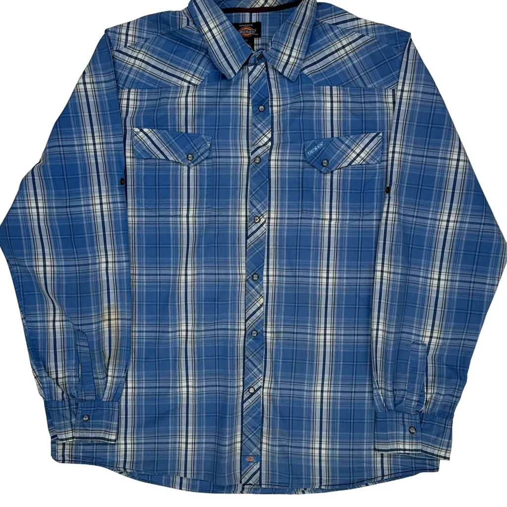 Dickies Checked Shirt - 2XL Blue Cotton - Image 4
