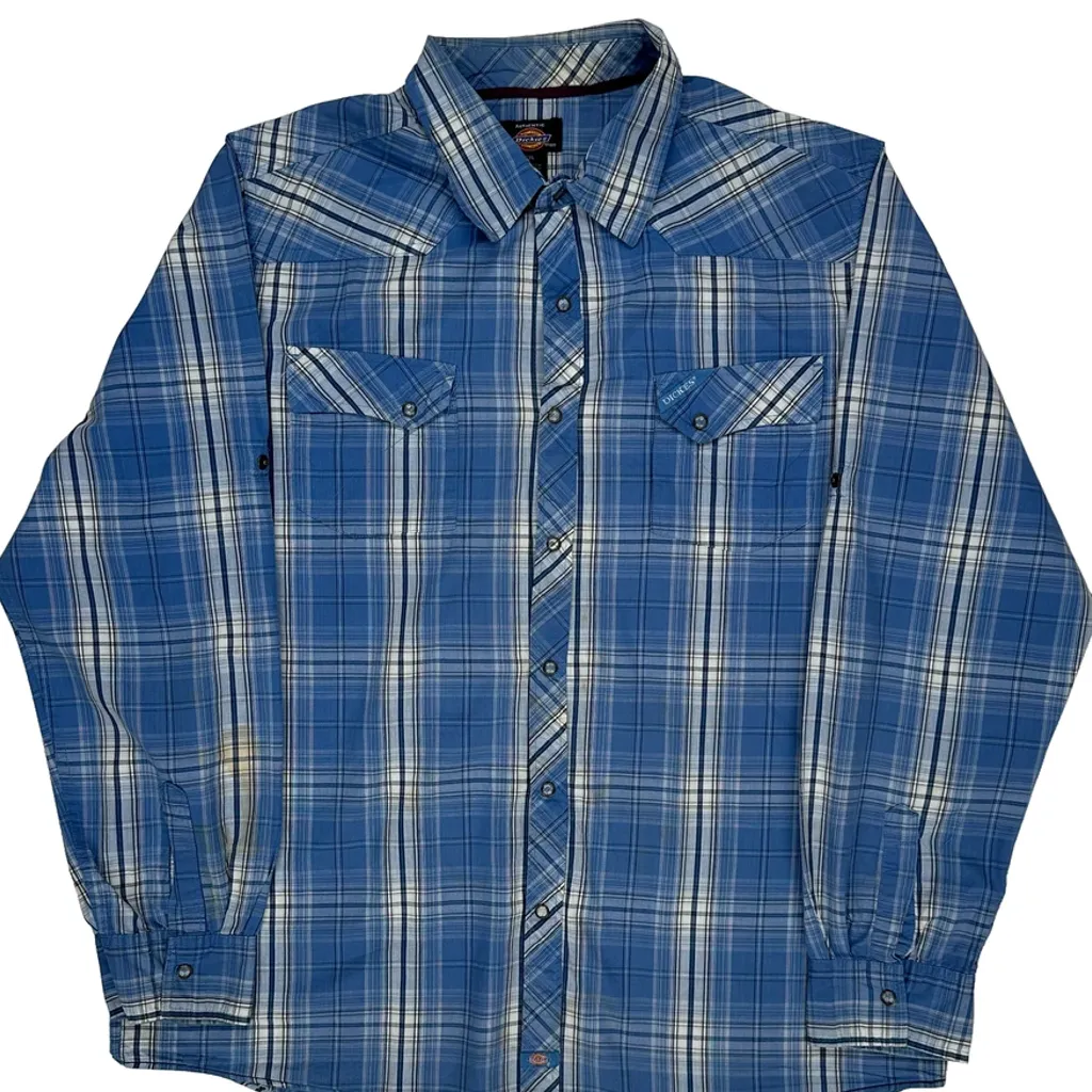 Dickies Checked Shirt - 2XL Blue Cotton - Image 5