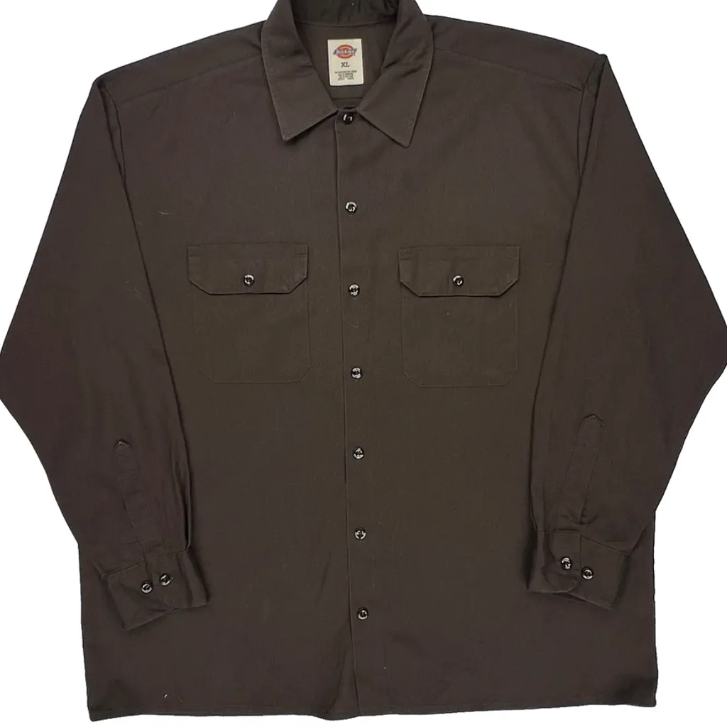 Dickies Shirt - XL Brown Polyester Blend - Image 4
