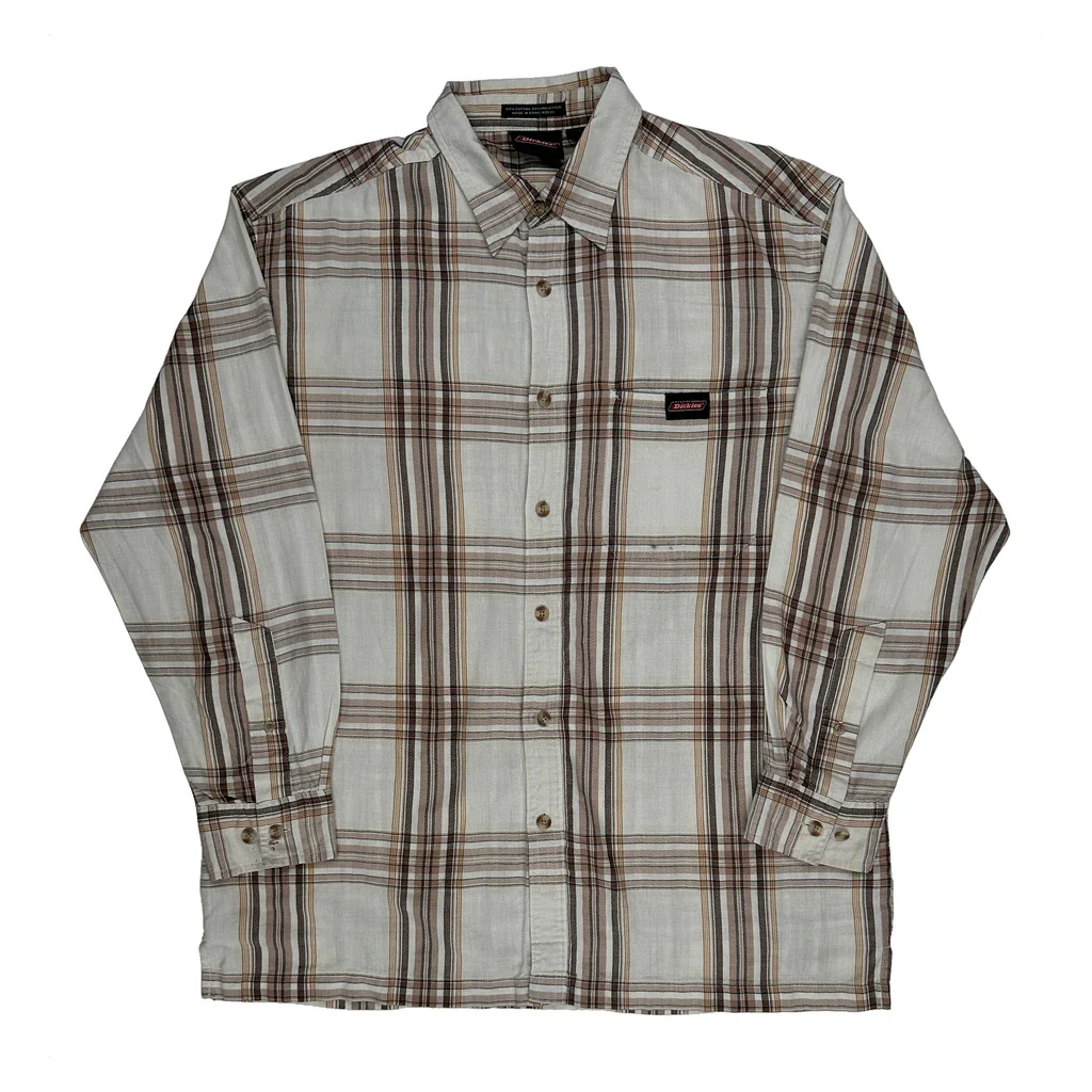 Dickies Checked Shirt - 3XL Brown Cotton Blend