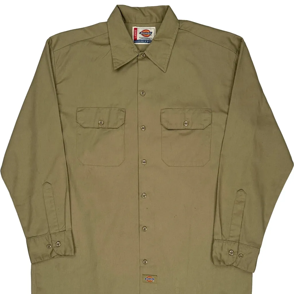 Dickies Shirt - Large Khaki Polyester Blend - Image 5
