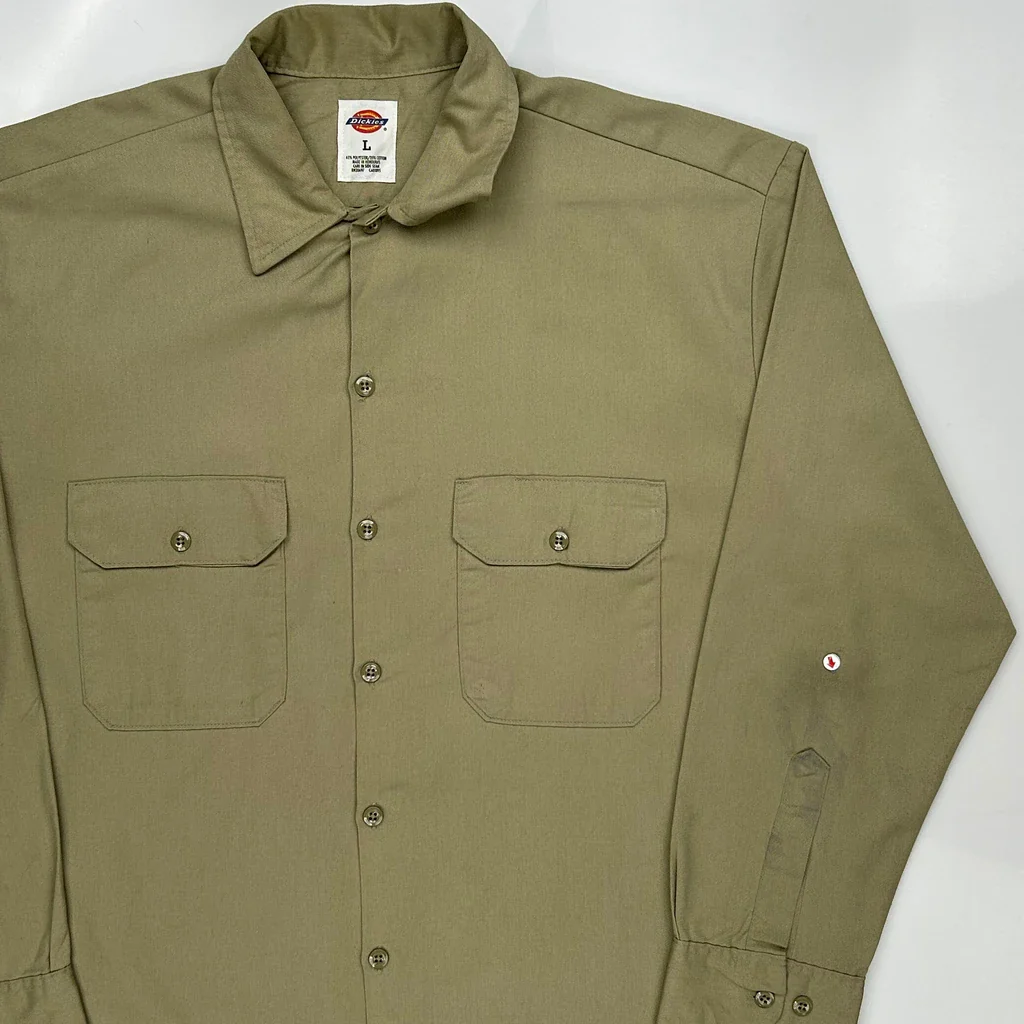 Dickies Shirt - Large Khaki Polyester Blend - Image 3