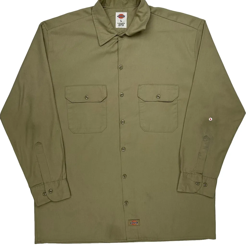 Dickies Shirt - Large Khaki Polyester Blend - Image 8