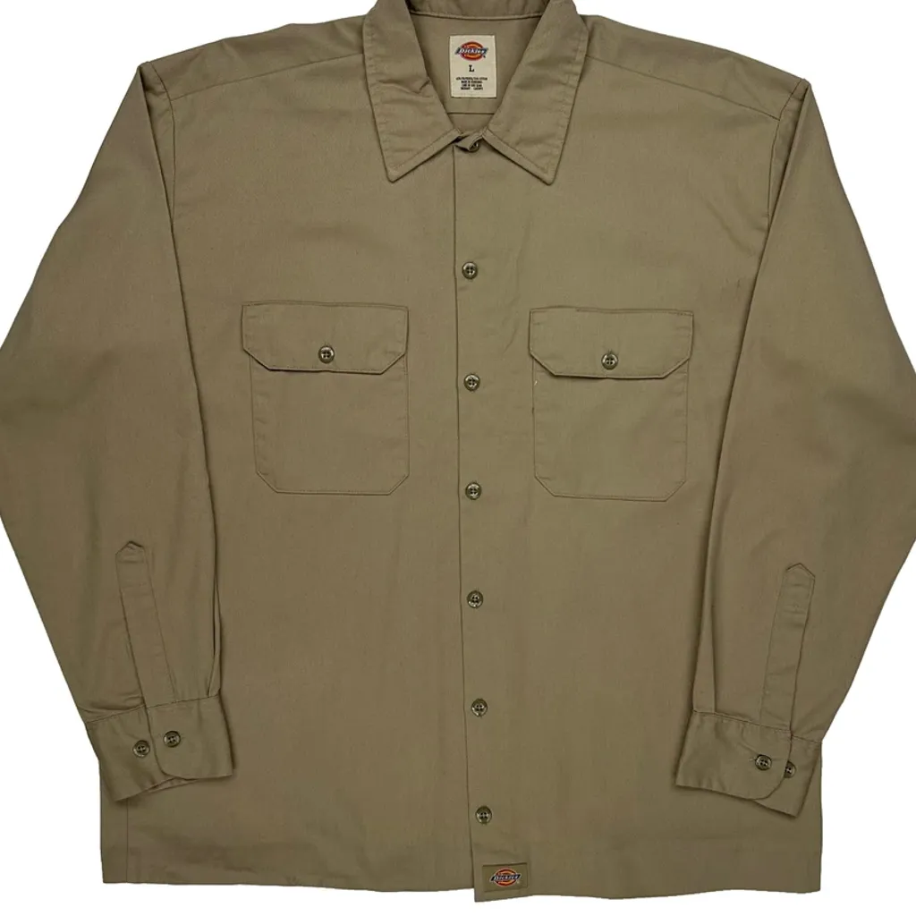 Dickies Shirt - Large Khaki Polyester Blend - Image 4