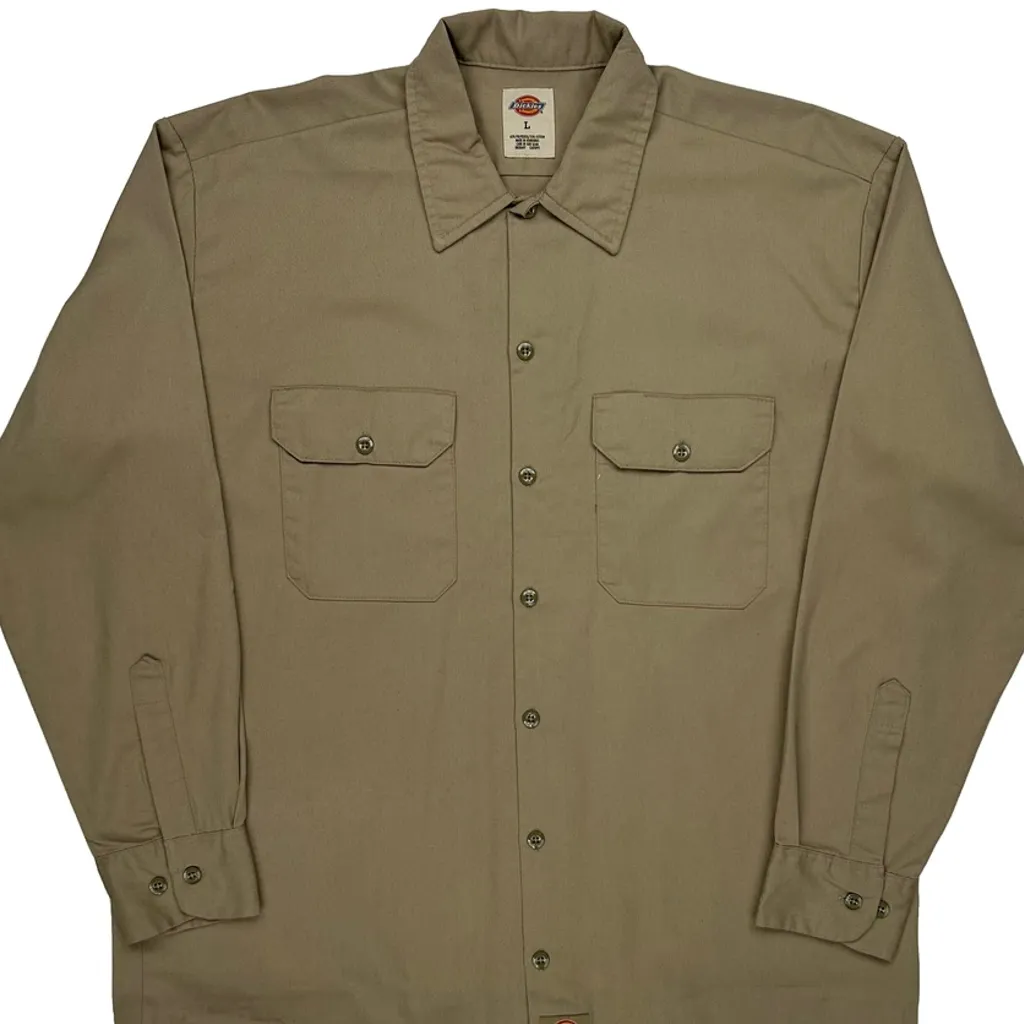 Dickies Shirt - Large Khaki Polyester Blend - Image 5