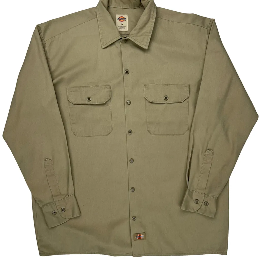 Dickies Shirt - Large Khaki Polyester Blend - Image 5