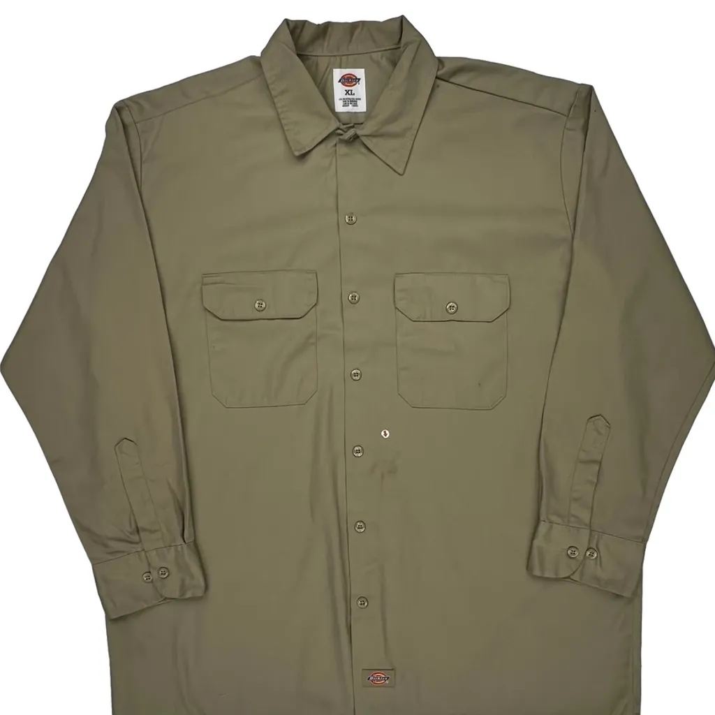 Dickies Shirt - XL Khaki Polyester Blend - Image 4