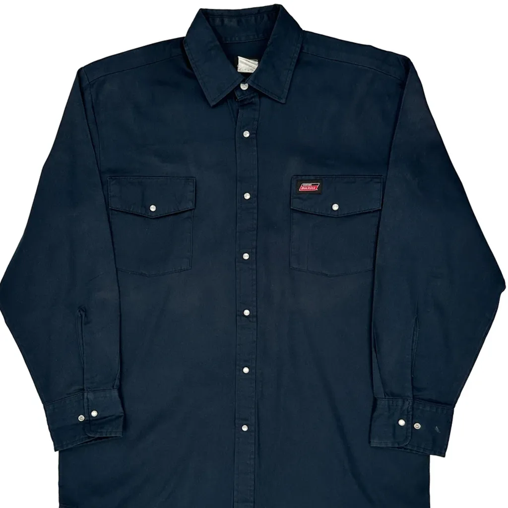 Dickies Shirt - Medium Navy Polyester Blend - Image 4