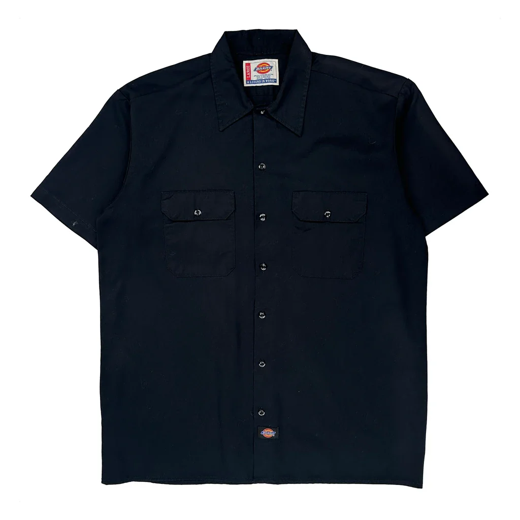 Dickies Short Sleeve Shirt - Large Black Polyester Blend