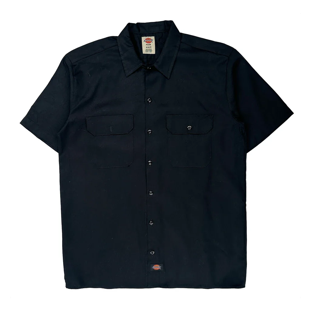 Dickies Short Sleeve Shirt - Medium Black Cotton Blend
