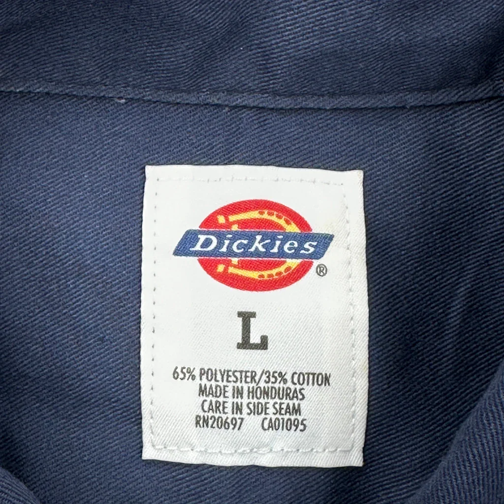 Dickies Short Sleeve Shirt - Large Blue Polyester Blend - Image 3