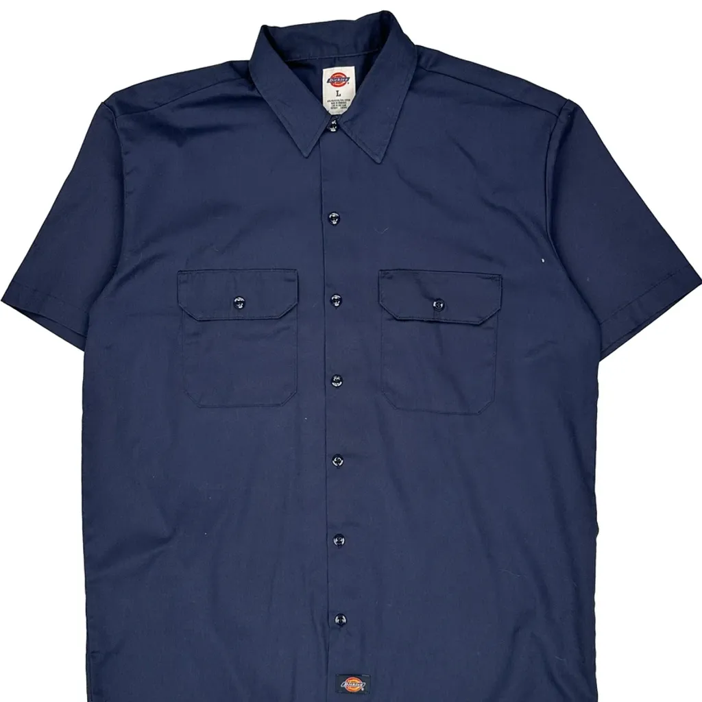 Dickies Short Sleeve Shirt - Large Blue Polyester Blend - Image 5