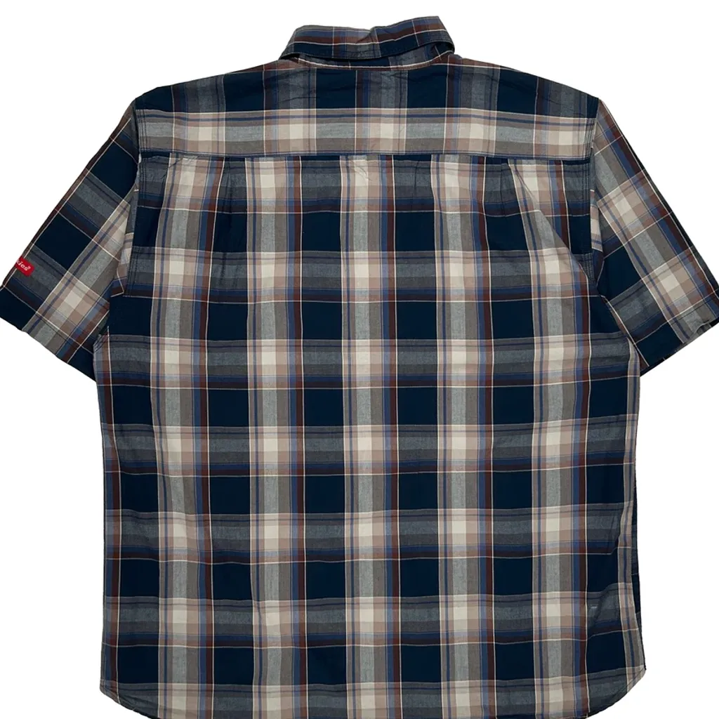 Dickies Checked Short Sleeve Shirt - Large Blue Cotton - Image 7