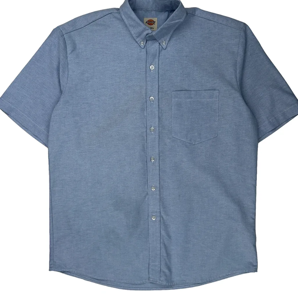 Dickies Short Sleeve Shirt - Large Blue Cotton Blend - Image 5
