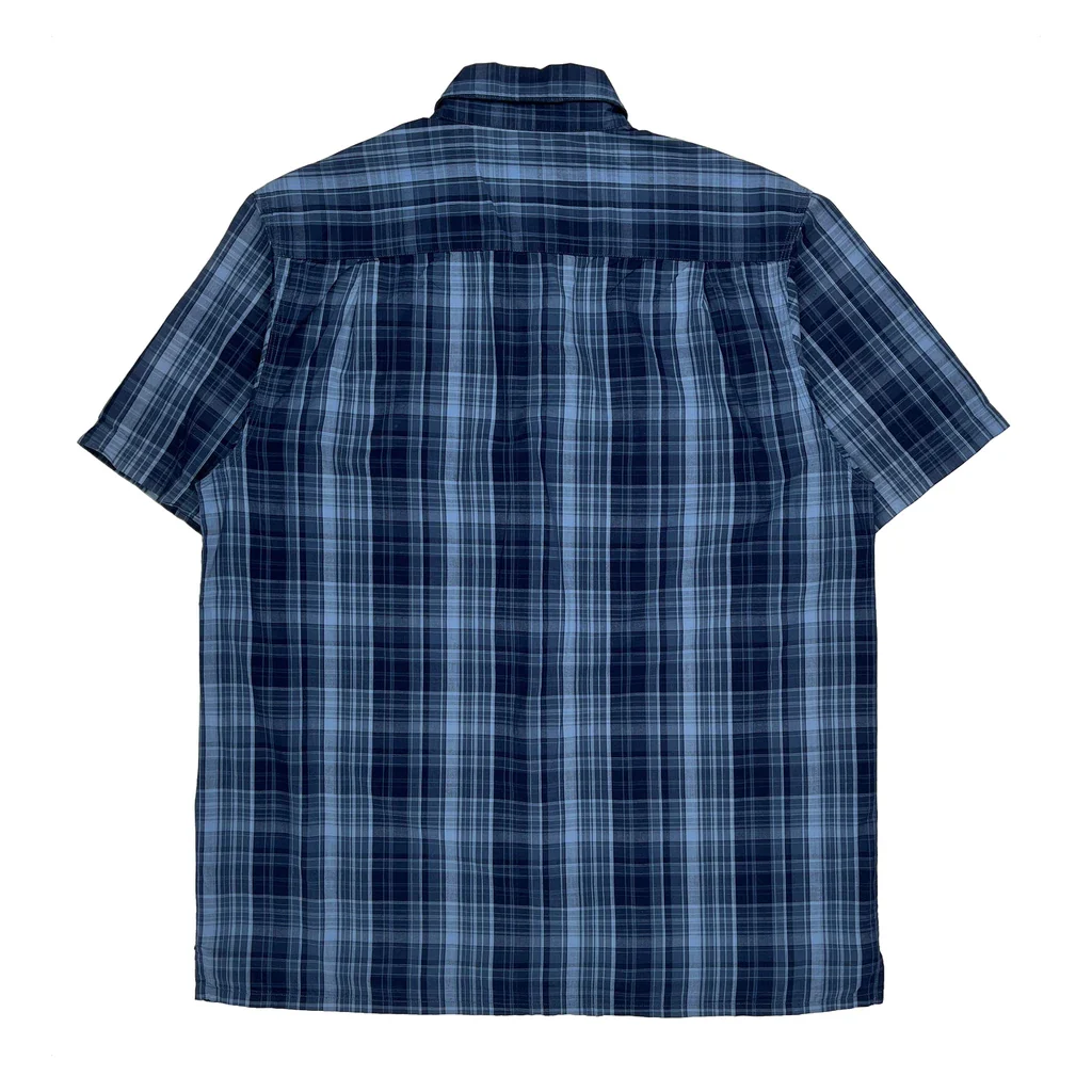 Dickies Checked Short Sleeve Shirt - Large Blue Cotton - Image 2