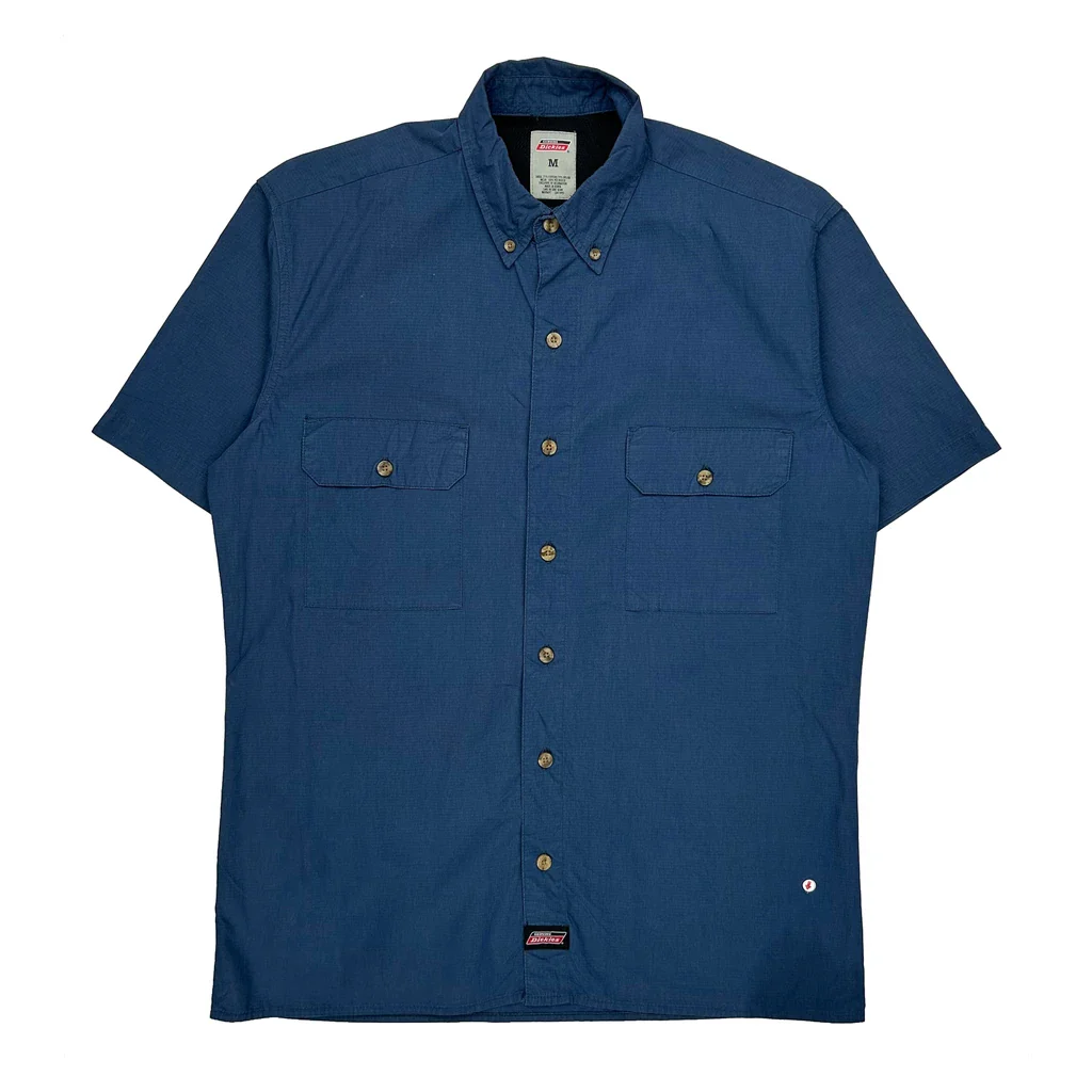 Dickies Short Sleeve Shirt - Medium Blue Cotton Blend - Image 2