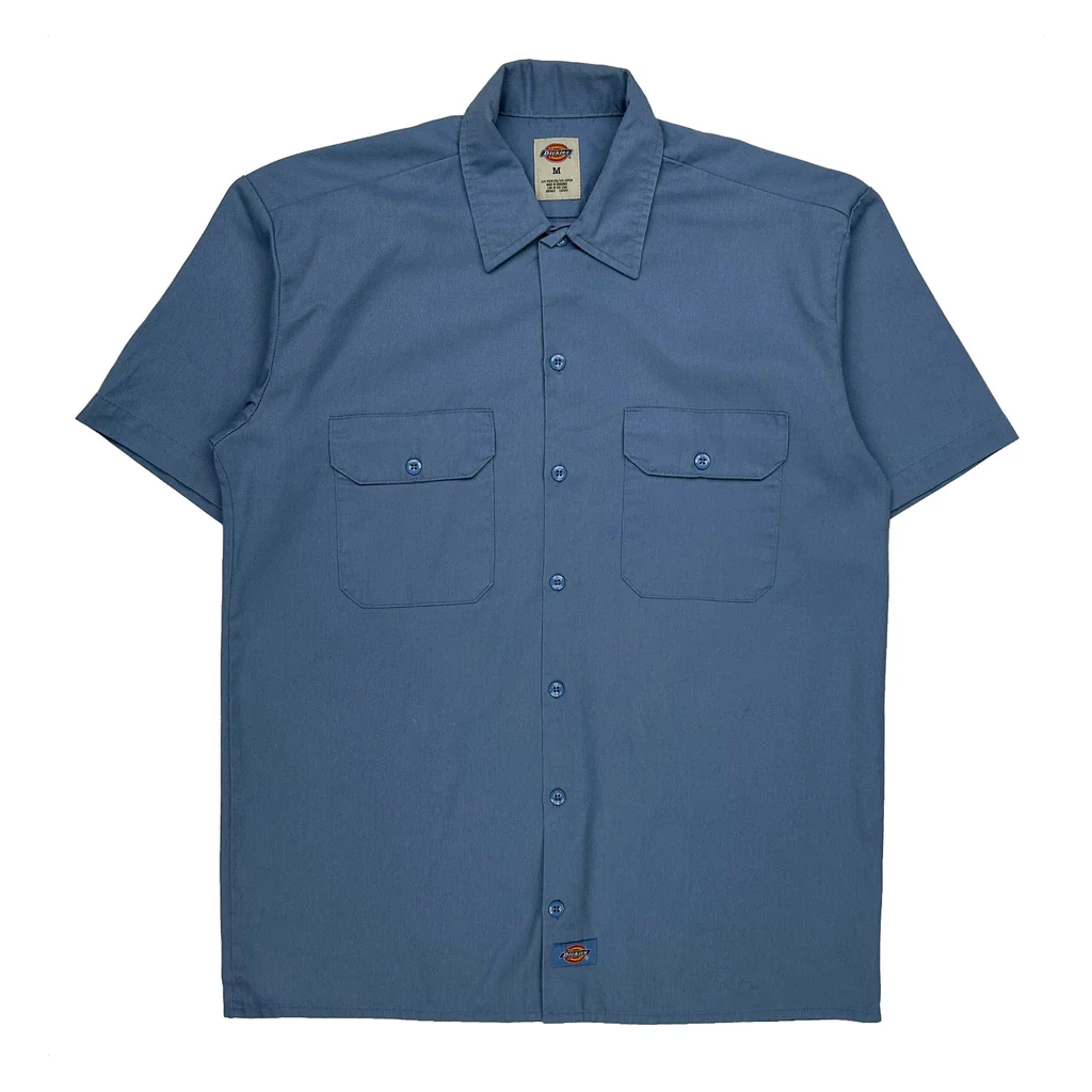 Dickies Short Sleeve Shirt - Medium Blue Polyester Blend