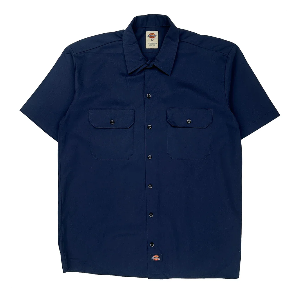 Dickies Short Sleeve Shirt - Medium Blue Polyester Blend