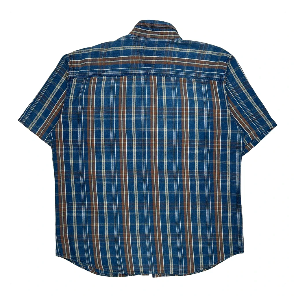 Dickies Checked Short Sleeve Shirt - XL Blue Cotton - Image 2