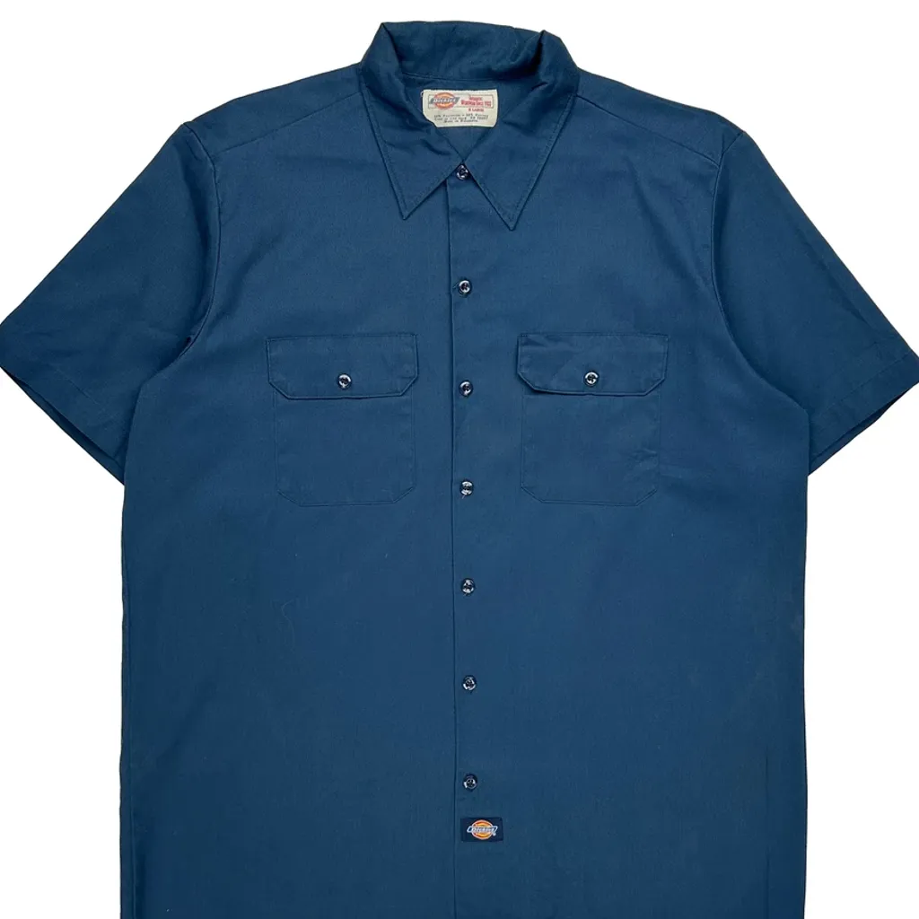 Dickies Short Sleeve Shirt - XL Blue Polyester Blend - Image 4