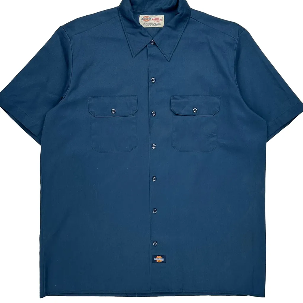 Dickies Short Sleeve Shirt - XL Blue Polyester Blend - Image 5