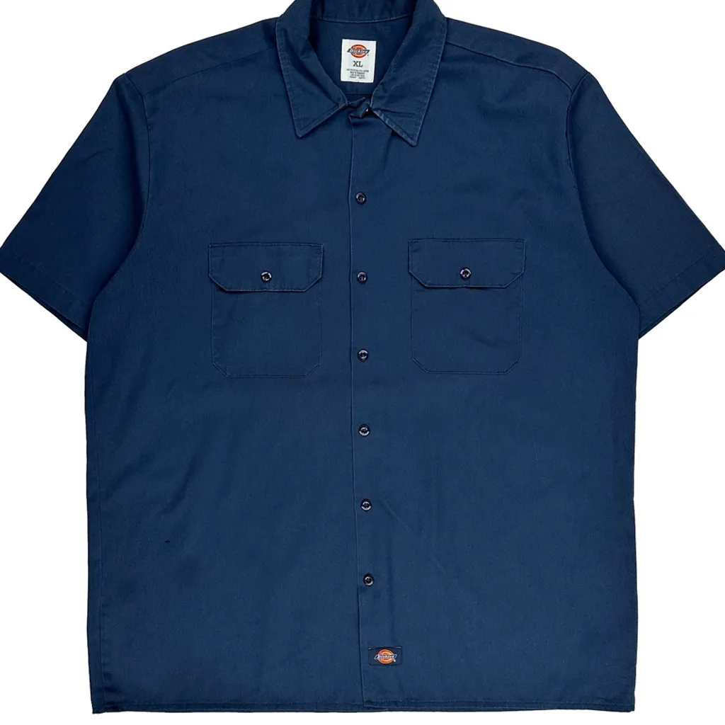 Dickies Short Sleeve Shirt - XL Blue Polyester Blend - Image 4
