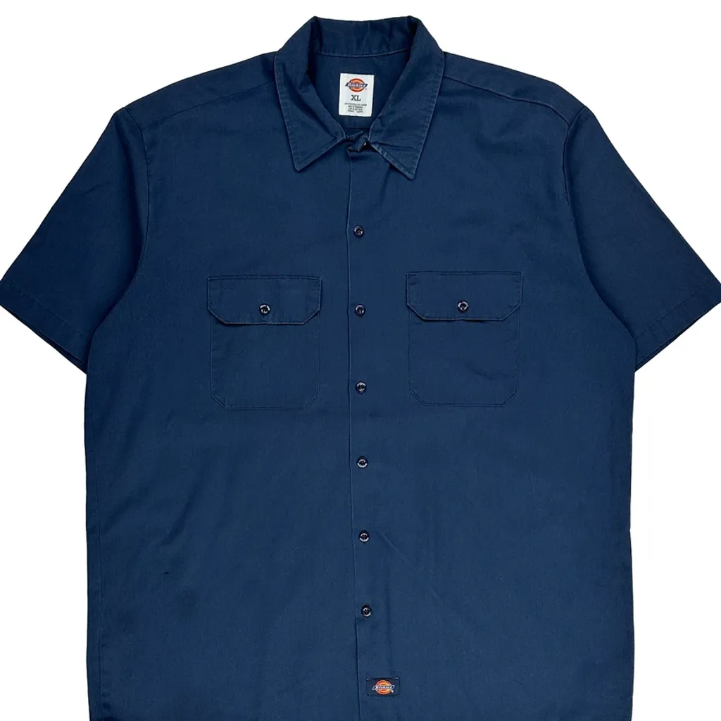 Dickies Short Sleeve Shirt - XL Blue Polyester Blend - Image 5