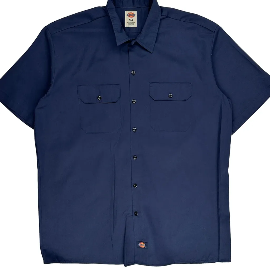 Dickies Tall Short Sleeve Shirt - XL Blue Polyester Blend - Image 5