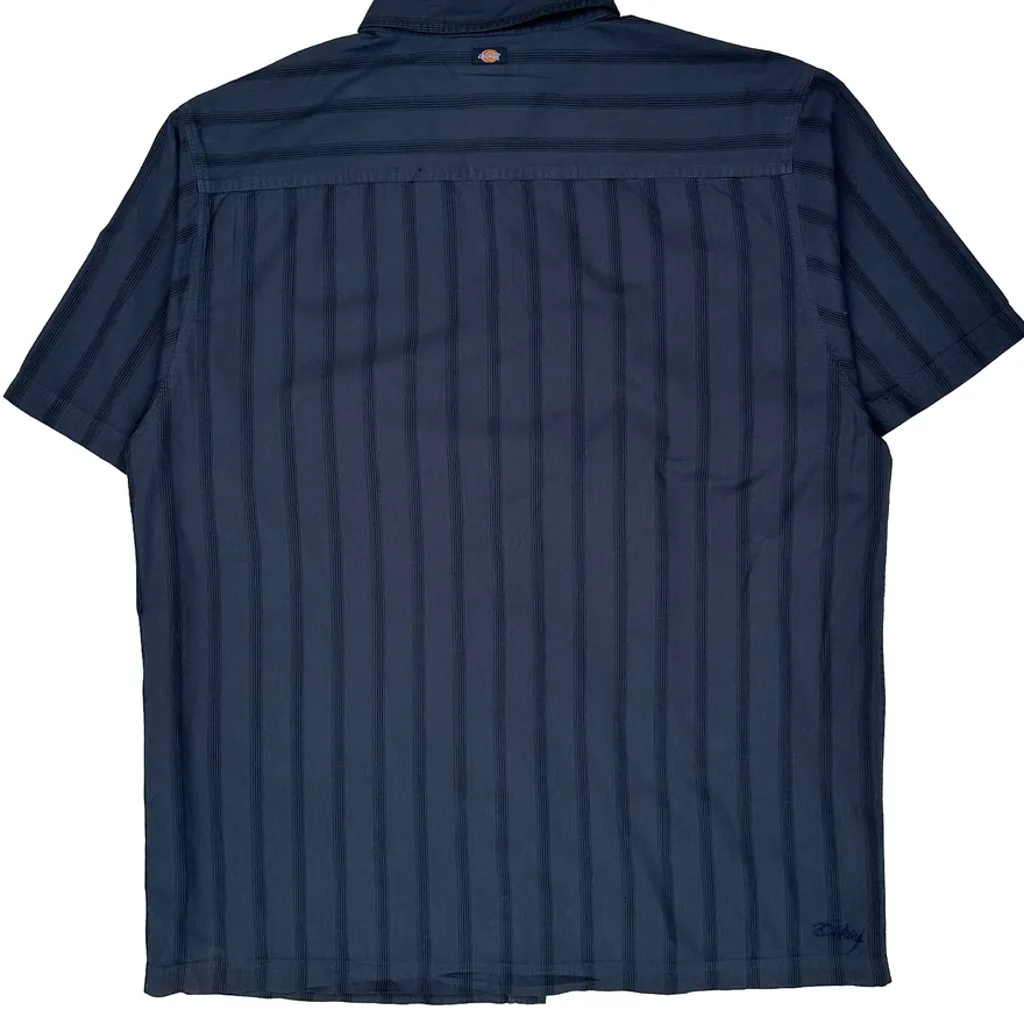 Dickies Striped Short Sleeve Shirt - 2XL Blue Cotton - Image 6