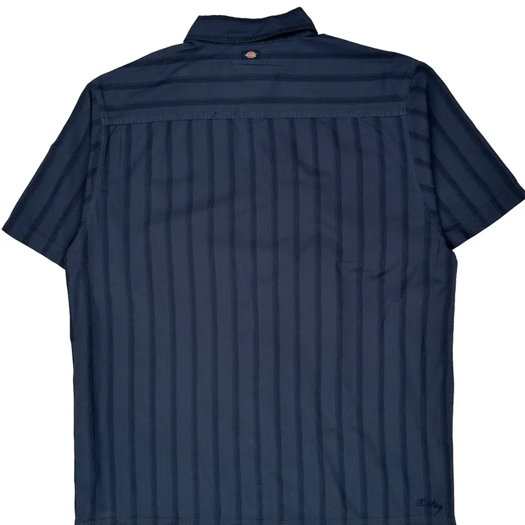 Dickies Striped Short Sleeve Shirt - 2XL Blue Cotton - Image 7
