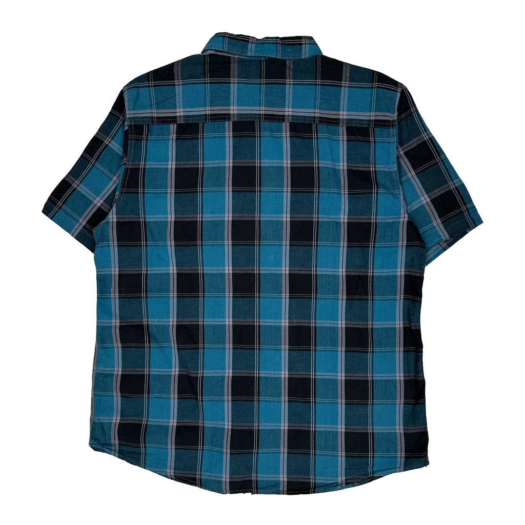Dickies Checked Short Sleeve Shirt - 2XL Blue Cotton - Image 2