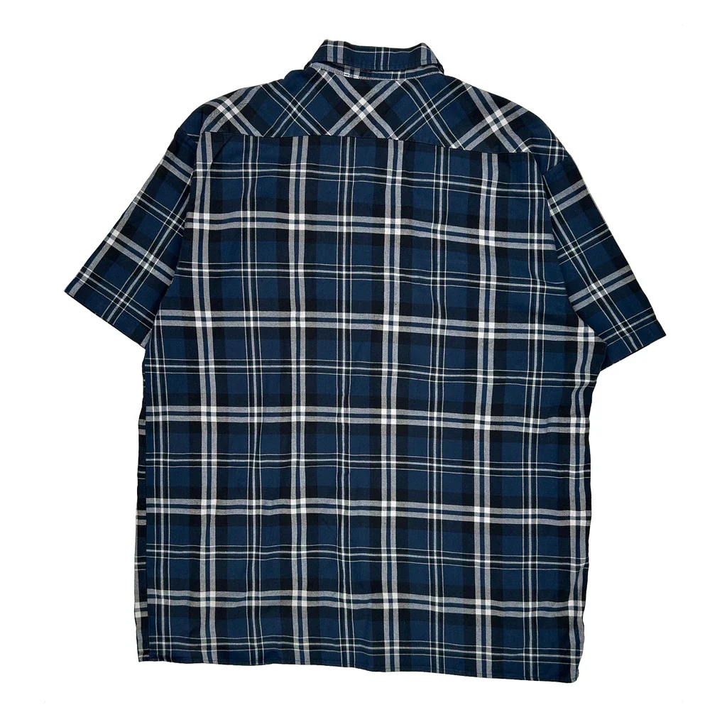 Dickies Checked Short Sleeve Shirt - 2XL Blue Cotton - Image 2