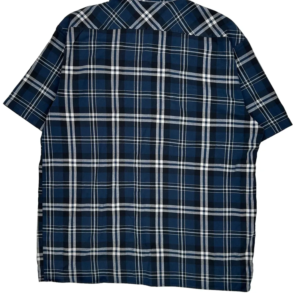 Dickies Checked Short Sleeve Shirt - 2XL Blue Cotton - Image 7