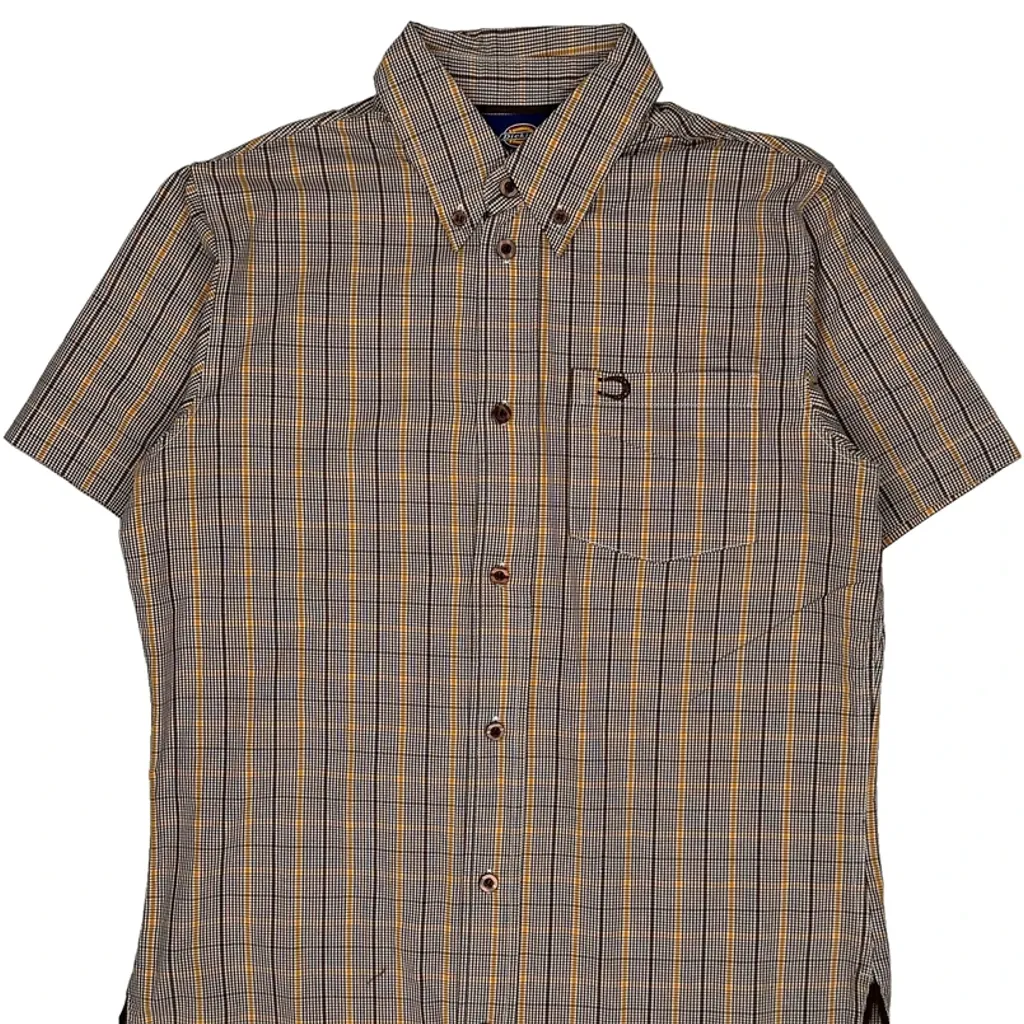 Dickies Checked Short Sleeve Shirt - Medium Brown Cotton - Image 5