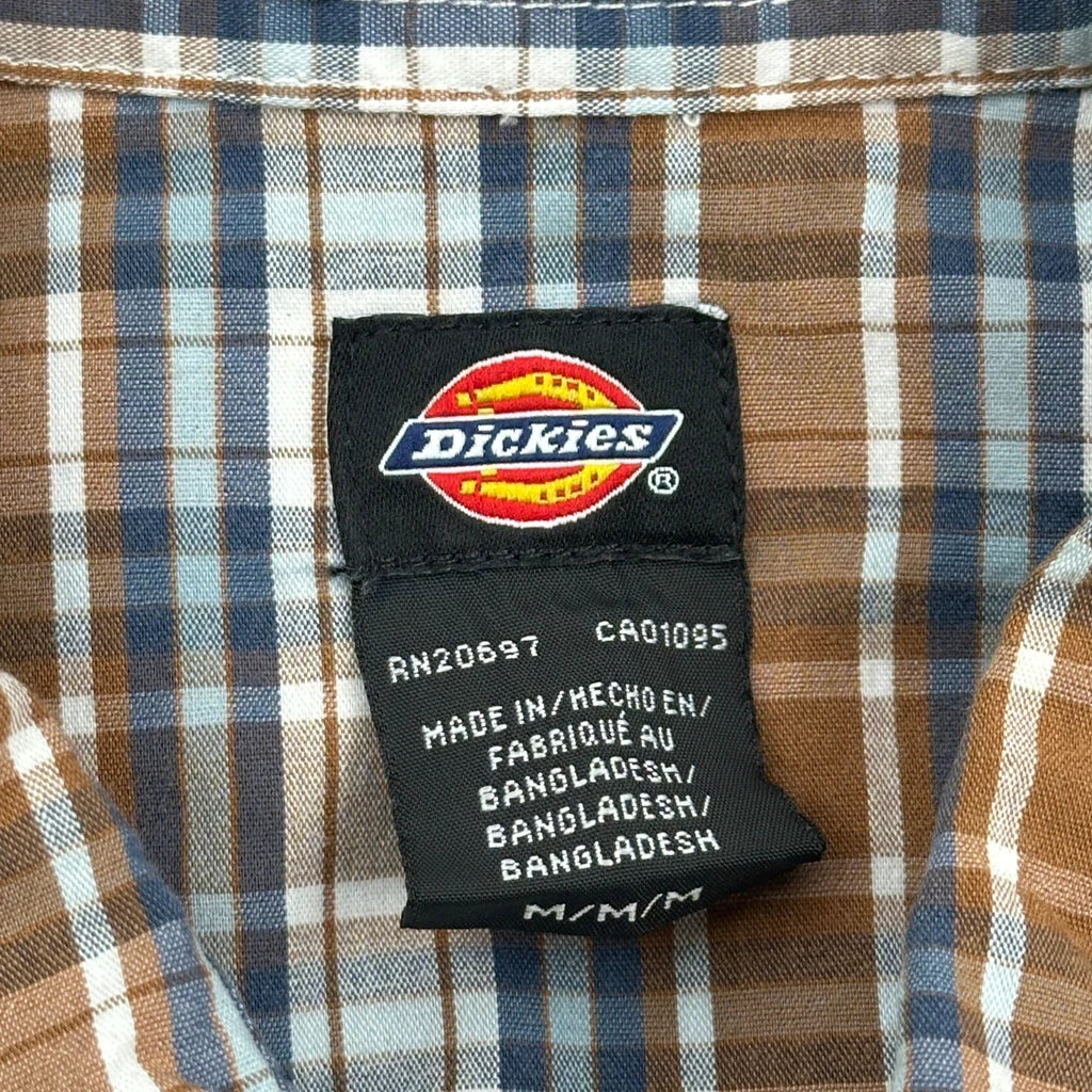 Dickies Checked Short Sleeve Shirt - Medium Brown Cotton - Image 3