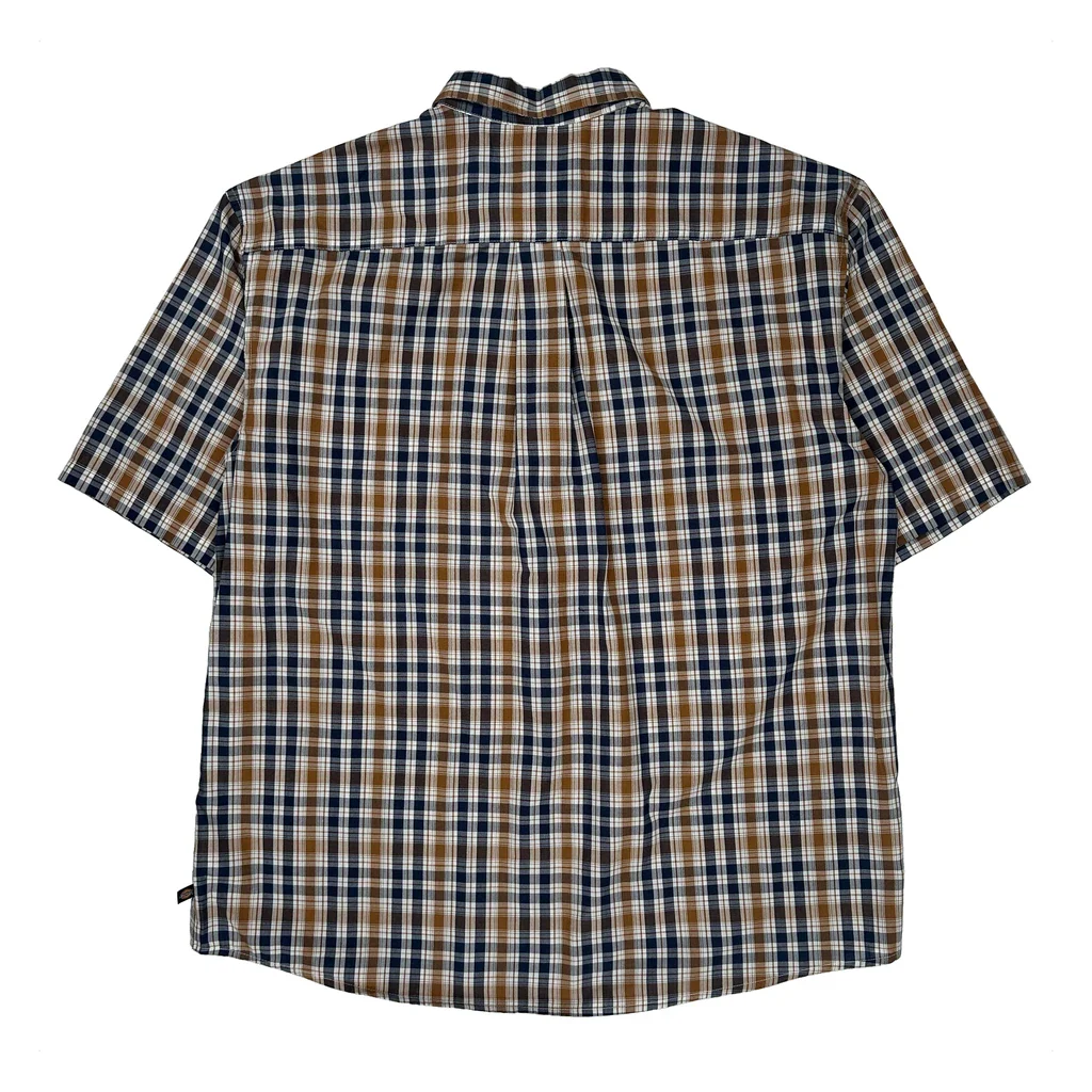 Dickies Checked Short Sleeve Shirt - XL Brown Cotton - Image 2