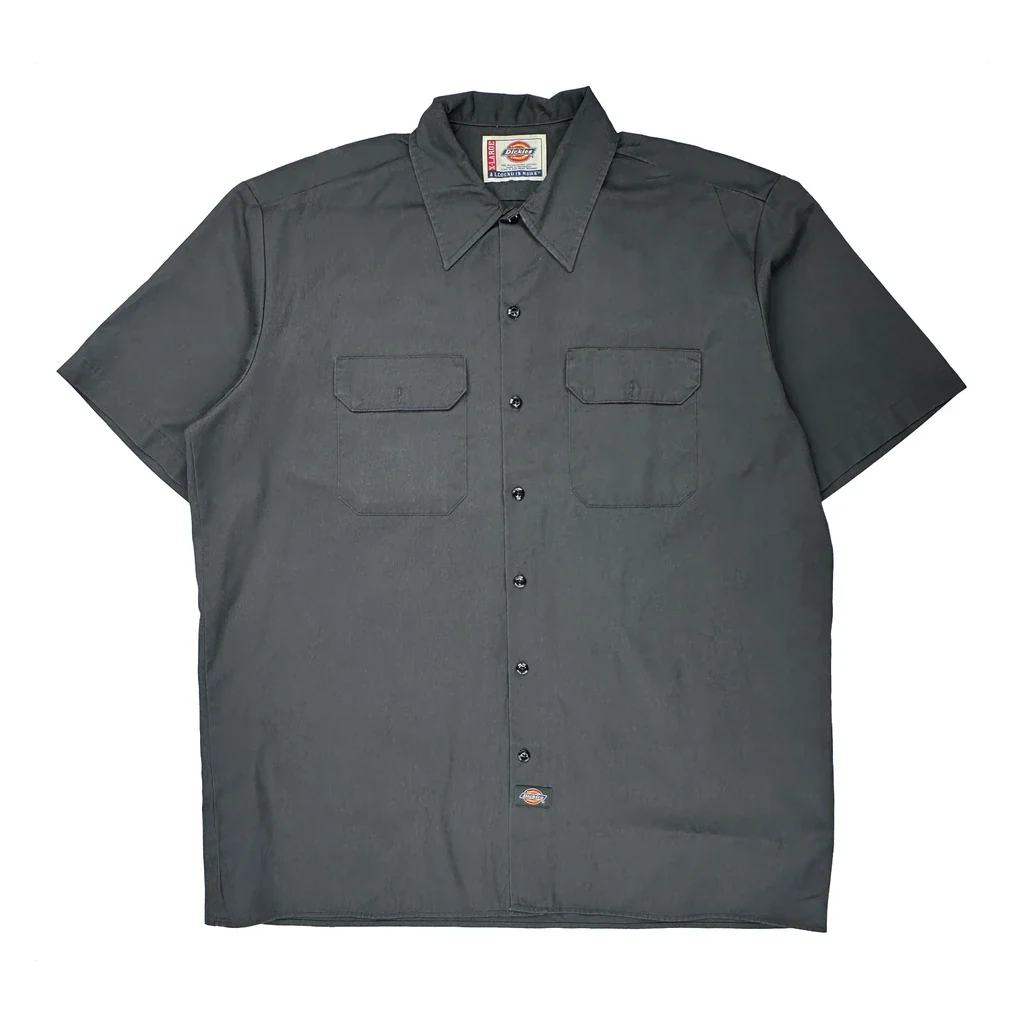 Dickies Short Sleeve Shirt - XL Gray Polyester Blend