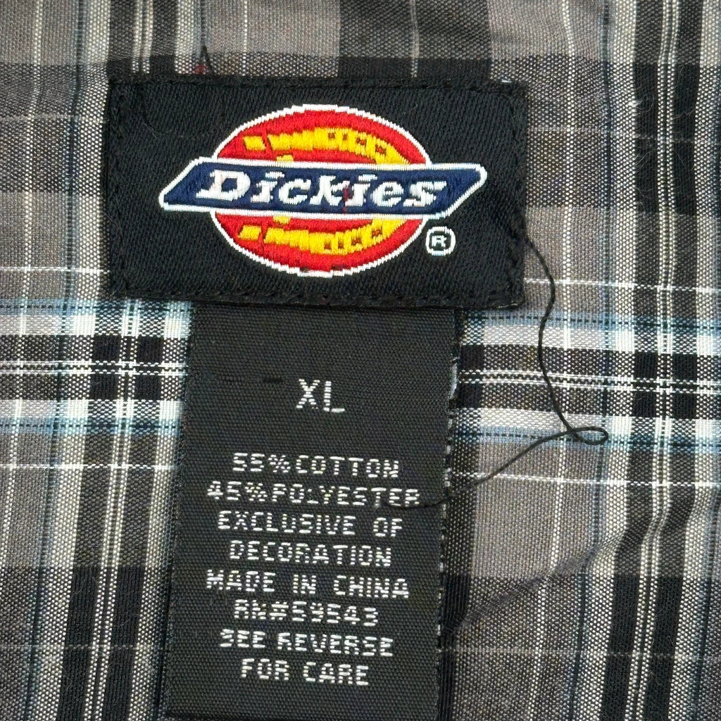 Dickies Checked Short Sleeve Shirt - XL Gray Cotton Blend - Image 3