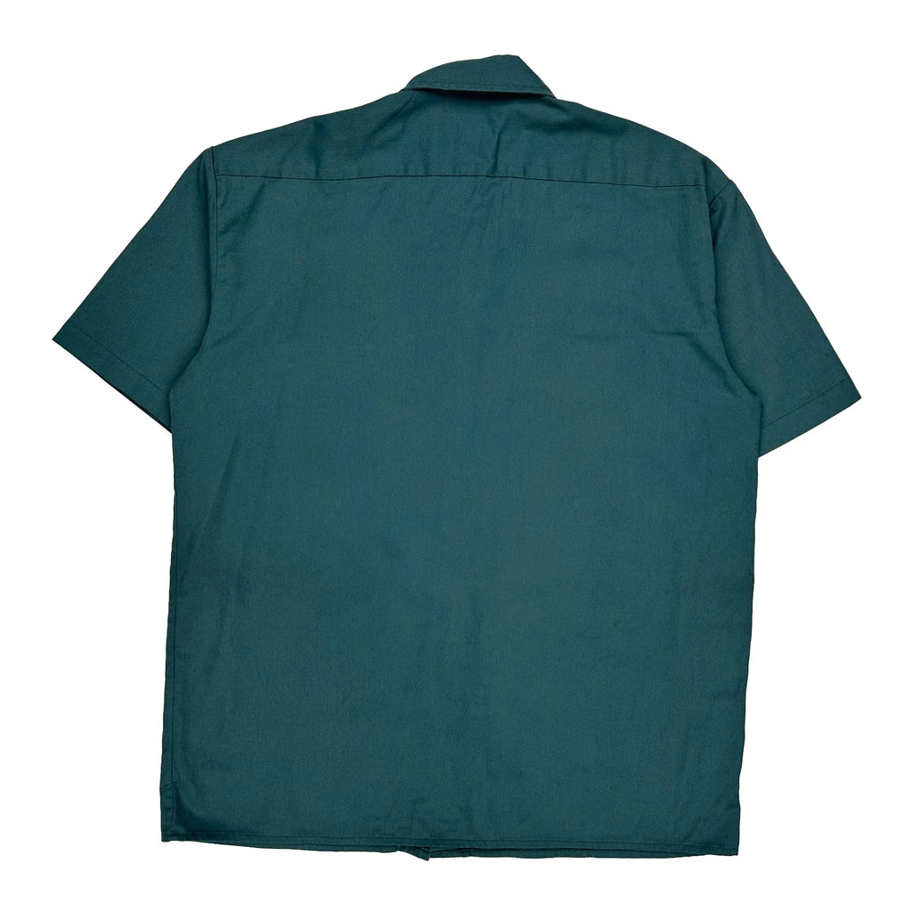 Dickies Short Sleeve Shirt - Large Green Polyester Blend - Image 2