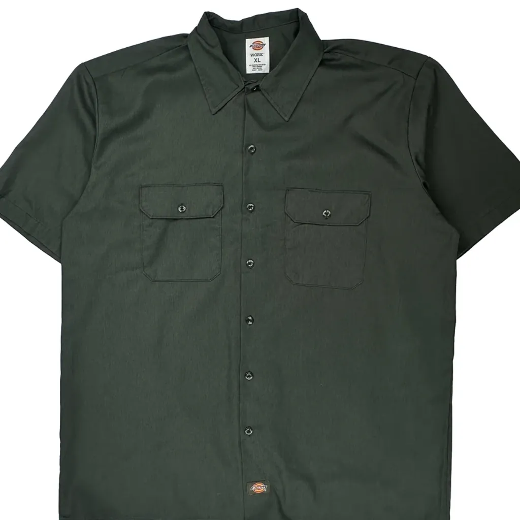 Dickies Short Sleeve Shirt - XL Green Polyester Blend - Image 5