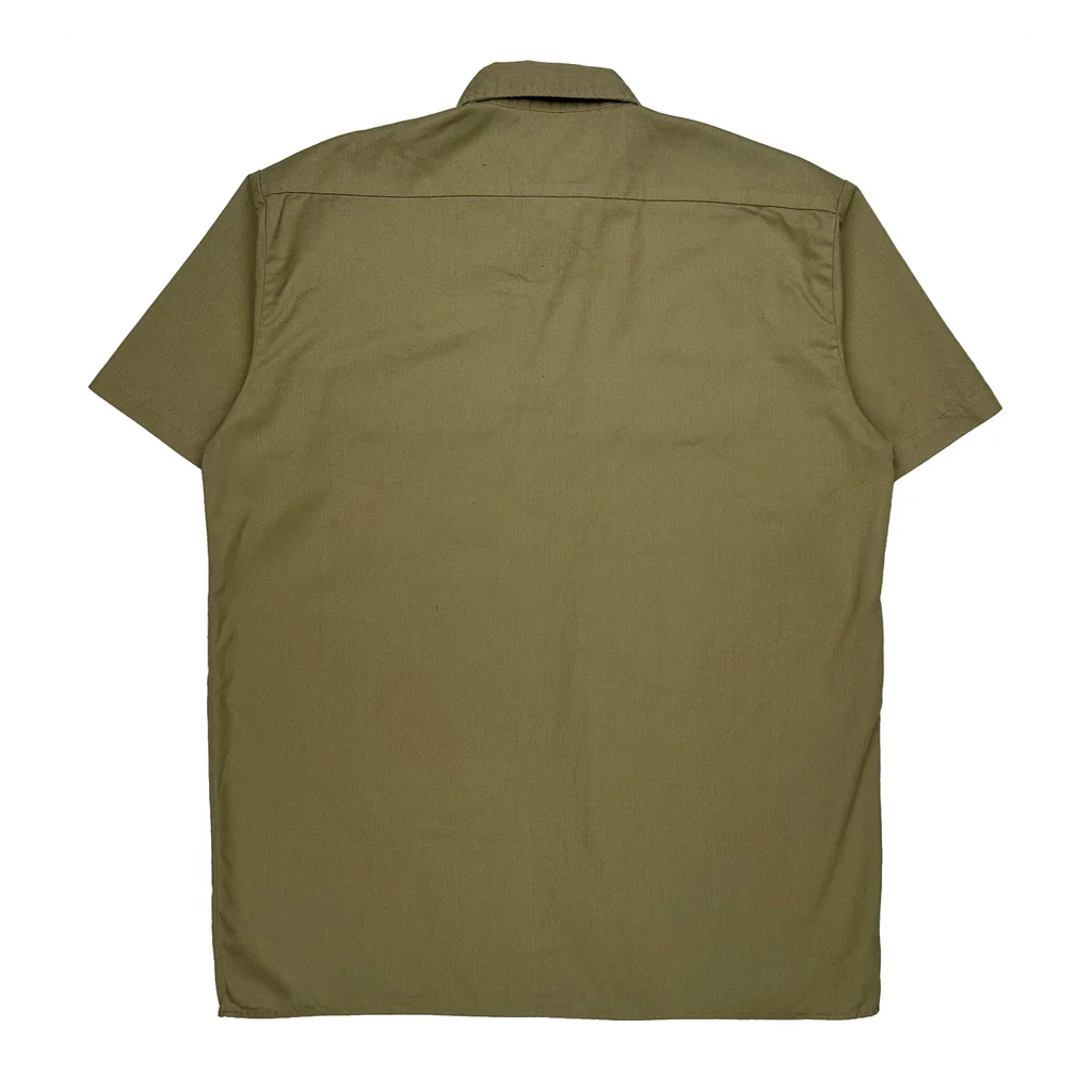 Dickies Short Sleeve Shirt - Large Khaki Polyester Blend - Image 2