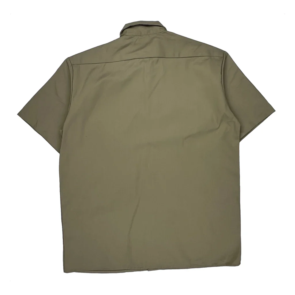Dickies Short Sleeve Shirt - Large Khaki Polyester Blend - Image 2