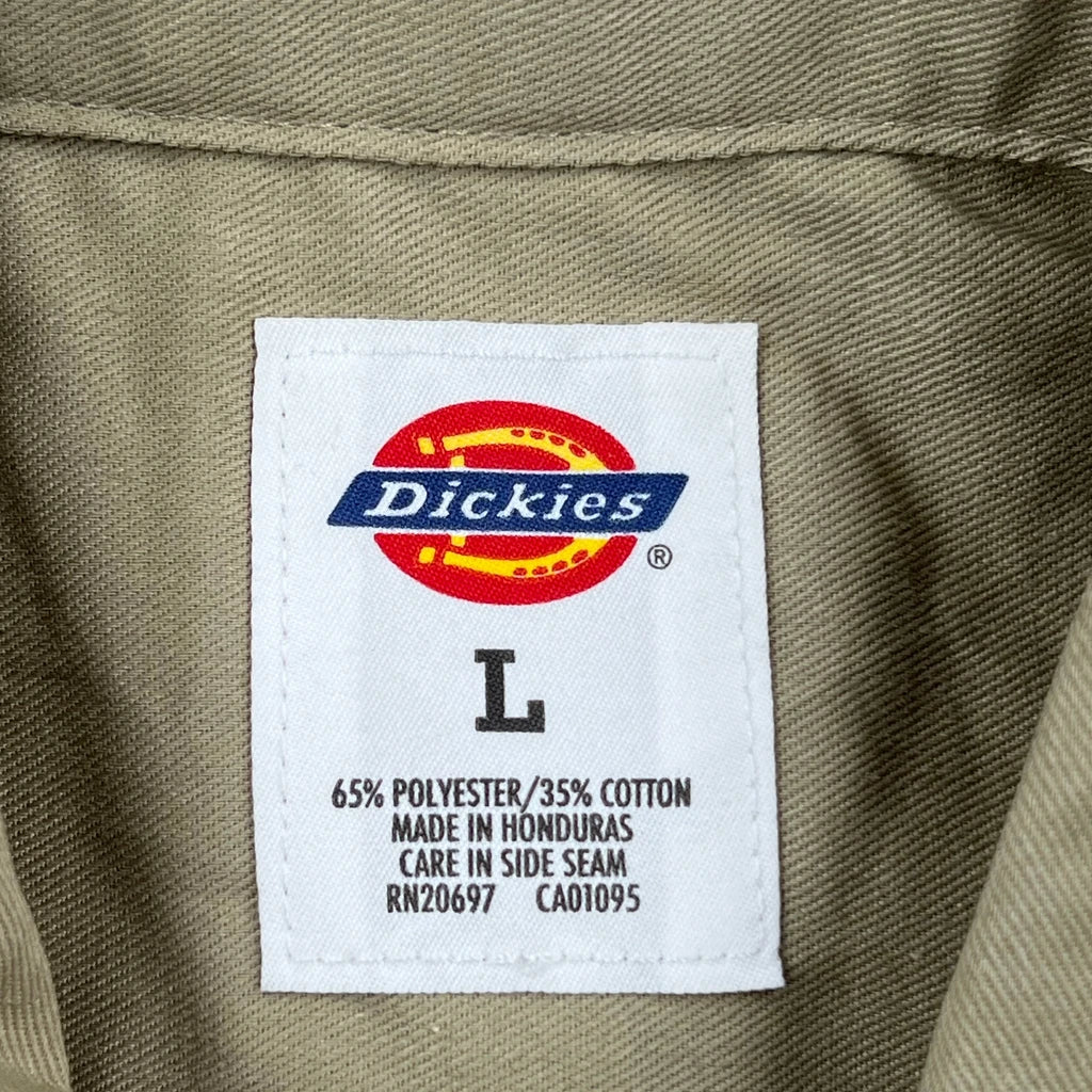 Dickies Short Sleeve Shirt - Large Khaki Polyester Blend - Image 3