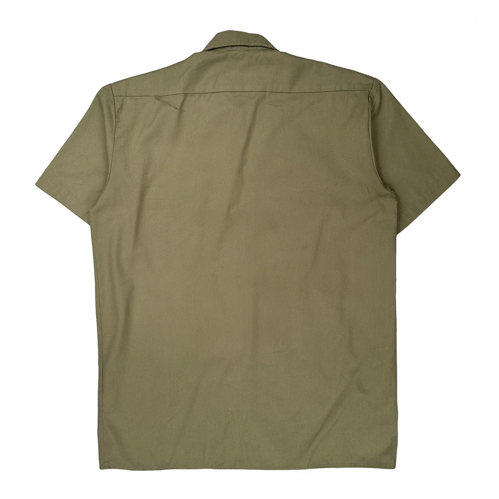Dickies Short Sleeve Shirt - Large Khaki Polyester Blend - Image 2