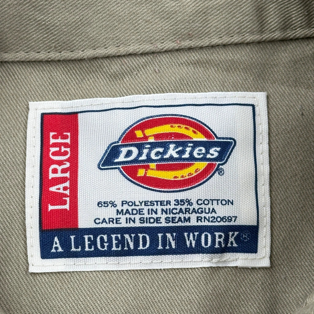 Dickies Short Sleeve Shirt - Large Khaki Polyester Blend - Image 4